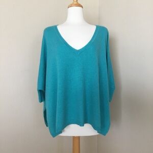 Margaret O’Leary Sweater Cashmere Blend Blue Turquoise Oversized Size 1